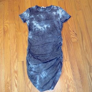 blue tie dye tight t shirt dress